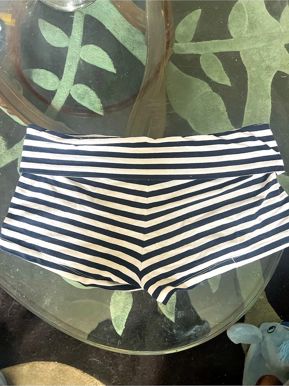 Suzette Striped fold over Shorts in Blue & White XL